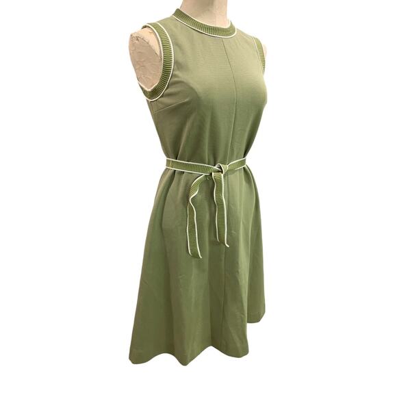 Small Lady Carol of New York Vintage 1960s Avocado Green Sleeveless Dress Union - Picture 1 of 8